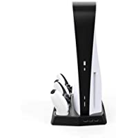 Phoetya Soporte de carga vertical con ventilador de refrigeración- accesorios Ps5 mango Ps5 ventilador de refrigeración…